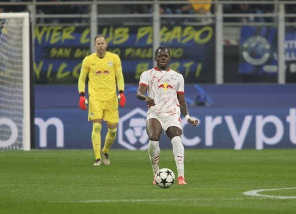 Castello Lukeba of RB Leipzig during the Uefa Champions league 2024 25, , football match between FC Inter and RB Leipzig on 26 November 2024 at San Siro Stadium Ã¢ÂÄÂ˜Ã¢ÂÄÂ™ Giuseppe MeazzaÃ¢ÂÄÂ™Ã¢ÂÄÂ™ in Milan, Italy, Photo Nderim Kaceli  Copyright: xNderimxKaceli IPAxSportx xipa-agx xx IPA_51900238 IPA_Agency_IPA51900238