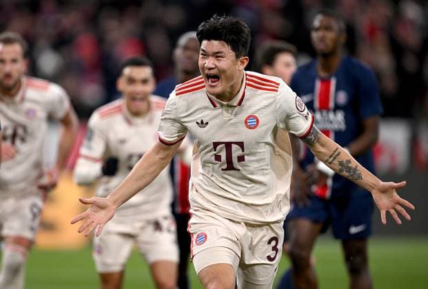 FOOTBALL CHAMPIONS LEAGUE SEASON 2024 2025 Preliminary Round 5 Matchday FC Bayern Muenchen Paris Saint Germain 26 11 2024 FC Bayern Muenchen cheers after scorer Min Jae Kims 1-0 goal