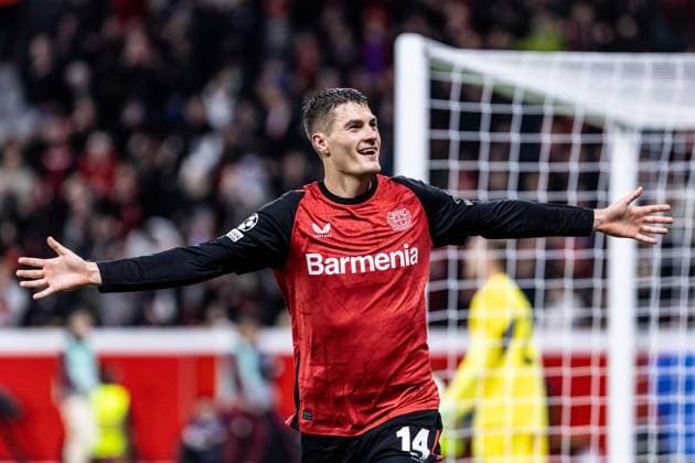 UEFA Champions League Bayer 04 Leverkusen FC Salzburg 26 11 2024 Bayer 04 Leverkusen in jubilation, 4 0, Patrick Schick Bayer 04 Leverkusen, 14 UEFA Champions League Bayer 04 Leverkusen FC Salzburg BayArena, Leverkusen 26 11 2024 Copyright: xBEAUTIFULxSPORTS Buriakovx