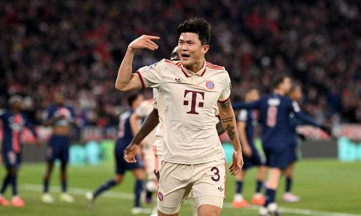 FOOTBALL CHAMPIONS LEAGUE SEASON 2024 2025 Preliminary Round 5 Matchday FC Bayern Muenchen Paris Saint Germain 26 11 2024 FC Bayern Muenchen cheers after scorer Min Jae Kims 1-0 goal