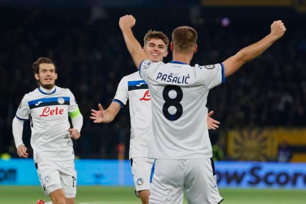 Goal celebration Atalanta Bergamo at 1 5 by Charles De Ketelaere Atalanta Bergamo, 17 , Soccer, UEFA Champions League, Matchday 5, 2024 2025, Young Boys Bern vs Atalanta Bergamo, 26 11 2024, Stadion Wankdorf, Bern, Switzerland Bern Stadion Wankdorf Canton Bern Switzerland Copyright: xGrantxHubbsx