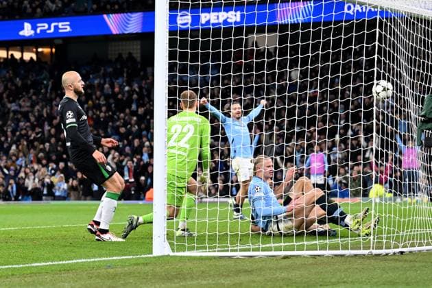 MANCHESTER - Erling Haaland of Manchester City FC makes the 3-0 during the UEFA Champions league match between Manchester City FC and Feyenoord at Etihad Stadium on Nov. 26, 2024 in Manchester, England. ANP Hollandse Hoogte UEFA Champions League 2024 25 League Phase MD5 2024 25 xVIxANPxSportx xGerritxvanxKeulenxIVx 514349691 originalFilename: 514349691.jpg