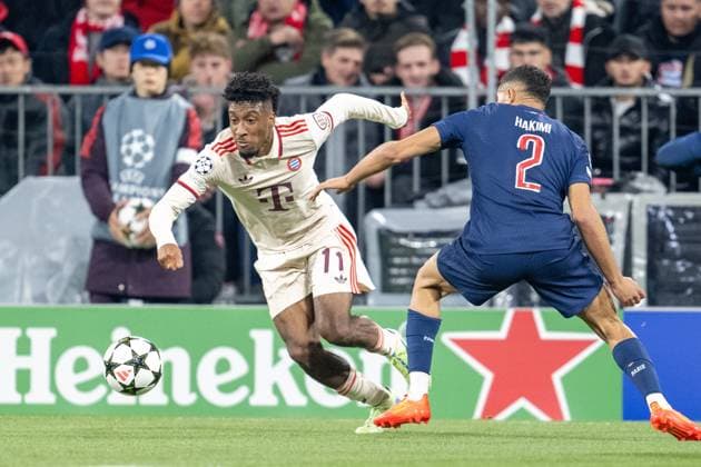 Kingsley Coman 11 FC Bayern Muenchen , o2 , FC Bayern Muenchen vs Paris Saint Germain, Football, UEFA Champions League, Matchday 5, 26 11 2024 DFB regulations prohibit any use of photographs as image sequences and or quasi video Muenchen Bayern Germany Copyright: xkolbert-press UlrichxGamelx