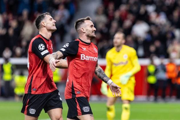 UEFA Champions League Bayer 04 Leverkusen FC Salzburg 26 11 2024 Bayer 04 Leverkusen in jubilation, 5 0, Aleix Garcia Bayer 04 Leverkusen, 24 UEFA Champions League Bayer 04 Leverkusen FC Salzburg BayArena, Leverkusen 26 11 2024 Copyright: xBEAUTIFULxSPORTS Buriakovx