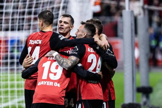 UEFA Champions League Bayer 04 Leverkusen FC Salzburg 26 11 2024 Bayer 04 Leverkusen in jubilation, 5 0, Aleix Garcia Bayer 04 Leverkusen, 24 UEFA Champions League Bayer 04 Leverkusen FC Salzburg BayArena, Leverkusen 26 11 2024 Copyright: xBEAUTIFULxSPORTS Buriakovx