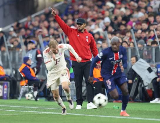 Vincent Kompany manager of Bayern Munich gestures Bayern Munich v Paris Saint-Germain, UEFA Champions League, Group Stage, Football, Allianz Arena, Munich, Germany - 26 Nov 2024 EDITORIAL USE ONLY No use with unauthorised audio, video, data, fixture lists, club league logos or live services. Online in-match use limited to 120 images, no video emulation. No use in betting, games or single club league player publications. Copyright: xMichaelxZemanek Shutterstockx 14940166aw