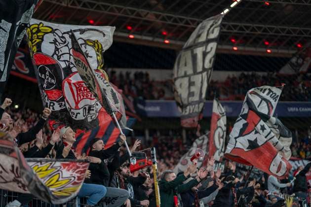 The fans of Bayer 04 Leverkusen 26 11 2024, Football Bayer 04 Leverkusen FC Salzburg, UEFA Champions League, Season 2024 2025, Matchday 5 Copyright: HMBxMedia xMarcoxBader