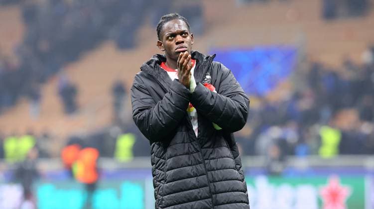 Inter Milan RB Leipzig Champions League Leipzig, 26 11 2024, Giuseppe Meazza Stadium, Football, UEFA Champions League, Matchday 5 , RB Leipzig vs FC Inter Milan 1 0 1 0 , In the picture disappointment at RB Leipzig after the match Castello Lukeba 23, RB Leipzig , Picture Point
