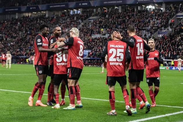 UEFA Champions League Bayer 04 Leverkusen FC Salzburg 26 11 2024 Bayer 04 Leverkusen in jubilation, 4 0 UEFA Champions League Bayer 04 Leverkusen FC Salzburg BayArena, Leverkusen 26 11 2024 Copyright: xBEAUTIFULxSPORTS Buriakovx