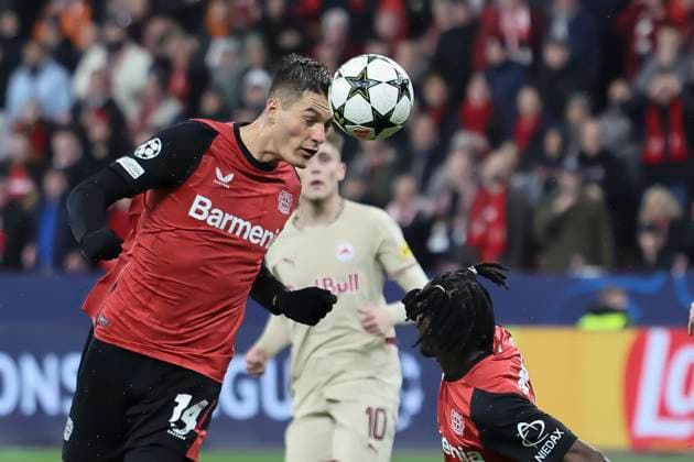 GER, UEFA CL Bayer 04 Leverkusen GER vs RB Salzburg AUT 26 11 2024, BayArena, Leverkusen, Europalegue, Group stage, Matchday 3, GER, UEFA CL Bayer 04 Leverkusen GER vs RB Salzburg AUT , in the picture header by Patrick Schick Leverkusen 14 , nordphotoxGmbHx xMeuter nph00351