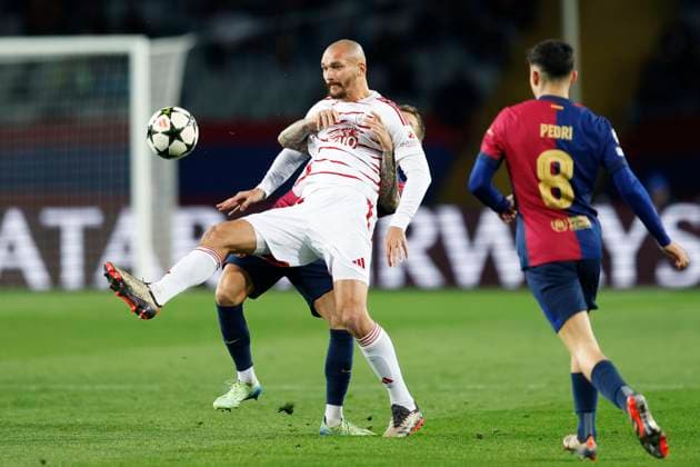 Ludovic Ajorque (Brestois), NOVEMBER 26, 2024 - Football Soccer : UEFA Champions League match between FC Barcelona, Barca 3-0 Stade Brestois at the Estadi Olimpic Lluis Companys in Barcelona, Spain. Noxthirdxpartyxsales  (274528306)