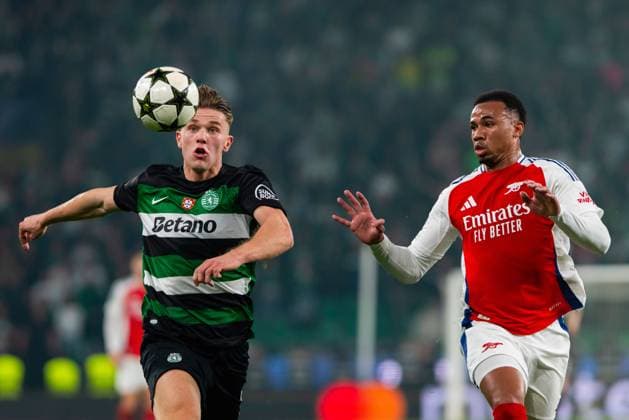 November 26, 2024, Lisbon, Portugal: Viktor Gyokeres (L) of Sporting CP and Gabriel Magalhaes (R) of Arsenal seen in action during the UEFA Champions League football match between Sporting CP and Arsenal at Estadio Jose Alvalade Stadium. Lisbon Portugal - ZUMAs197 20241126_aaa_s197_154 Copyright: xHugoxAmaralx