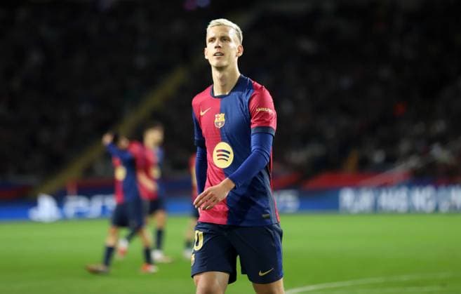 November 26, 2024, Sabadell, Barcelona, Spain: Barcelona Spain 26.11.2024 Dani Olmo FC Barcelona, Barca looks during the UEFA Champions League between FC Barcelona and Stade Brestois at Estadi Olimpic Lluis Companys on 26 November 2024 in Barcelona. Sabadell Spain - ZUMAu50_ 20241126_zsp_u50_070 Copyright: xXavixUrgelesx