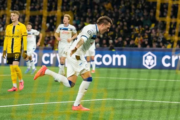 Goal celebration, Mateo Retegui Atalanta Bergamo , 32 Soccer, UEFA Champions Legue, Matchday 5, 2024 2025, BSC Young Boys vs Atalanta Bergamo, 26 11 2024, Stadion Wankdorf, Bern,Switzerland, Bern Wankdorf Stadion Canton Bern Switzerland Copyright: xFinleyxMörchx