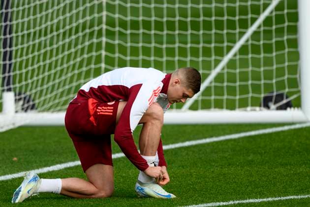 Artem Dovbyk of AS Roma during a training session the day before the Europa League football match between Tottenham and AS Roma at Centro Sportivo Fulvio Bernardini in Rome (Italy), November 27, 2024. AndreaxStaccioli