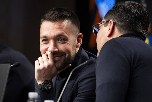 SAN SEBASTIAN - Ajax coach Francesco Farioli during the press conference, PK, Pressekonferenz in the press room of the Reale Arena (Estadio Anoeta) prior to Ajax s Europa League match against Real Sociedad. ANP TOBIAS KLEUVER xVIxANPxSportx xxANPxIVx 514397734 originalFilename: 514397734.jpg