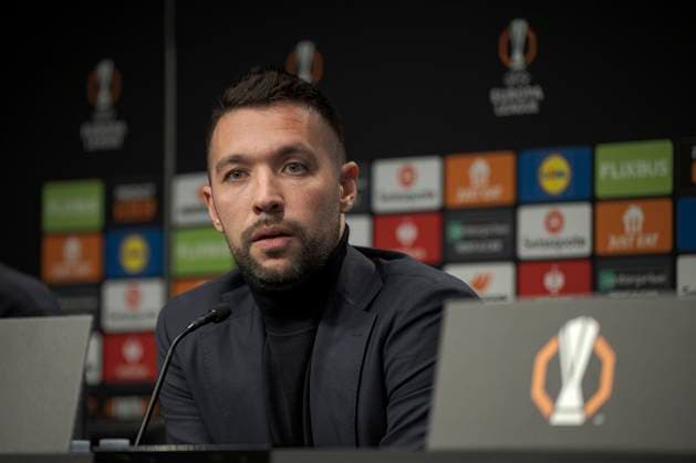 Europa League press conference, PK, Pressekonferenz Ajax Head Coach Francesco Farioli attends press conference ahead of Ajax s Europa League match against Real Sociedad. Donostia (Basque Country) November 27, 2024. (Gari Garaialde Bostok Photo) Donostia Gipuzkoa Spain Editorial Use Only  Copyright: xGarikoitzxGaraialdex xBostokxPhotox Bostok Photo GarixGaraialdex GG241127252