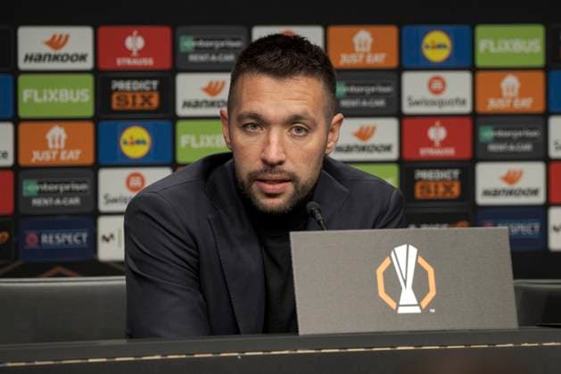 Europa League press conference, PK, Pressekonferenz Ajax Head Coach Francesco Farioli attends press conference ahead of Ajax s Europa League match against Real Sociedad. Donostia (Basque Country) November 27, 2024. (Gari Garaialde Bostok Photo) Donostia Gipuzkoa Spain Editorial Use Only  Copyright: xGarikoitzxGaraialdex xBostokxPhotox Bostok Photo GarixGaraialdex GG24112757