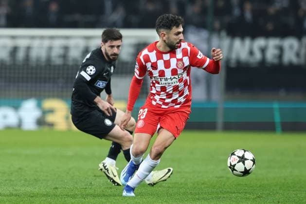 SOCCER - UEFA CL, Sturm vs Girona KLAGENFURT,AUSTRIA,27.NOV.24 - SOCCER - UEFA Champions League, SK Sturm Graz vs Girona FC. Image shows Otar Kiteishvili (Sturm) and Ivan Martin (Girona).  GEPAxpictures xChrisxBauer