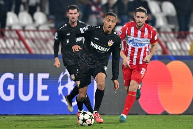 CRVENA ZVEZDA vs STUTTGART ENZO MILLOT Stuttgart football player at the UEFA Champions League match against Red Star at the Rajko Mitic stadium, Belgrade 27.11.2024. MN press Photo Football, Champions League, Red Star, Stuttgart Belgrade Stadion Rajko Mitic Serbia Copyright: xMarkoxMetlasx xMNxPressx