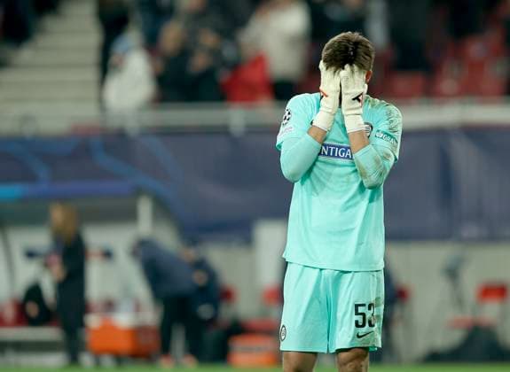SOCCER - UEFA CL, Sturm vs Girona KLAGENFURT,AUSTRIA,27.NOV.24 - SOCCER - UEFA Champions League, SK Sturm Graz vs Girona FC. Image shows the rejoicing of Daniil Khudiakov (Sturm).  GEPAxpictures xHansxOberlaender