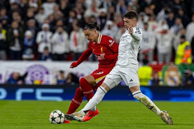 Football - UEFA Champions League - League Phase - Liverpool FC v Real Madrid CF LIVERPOOL, ENGLAND - Wednesday, November 27, 2024: Liverpool s Darwin Nunez during the UEFA Champions League game between Liverpool FC and Real Madrid CF at Anfield. (Photo by David Rawcliffe Propaganda) LIVERPOOL Anfield MERSEYSIDE ENGLAND  Copyright: xDavidxRawcliffex P2024-11-27-Liverpool_Madrid-10