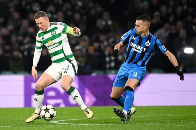 Celtic v Club Brugge - UEFA Champions League GLASGOW, SCOTLAND - NOVEMBER 27 : Mcgregor Callum midfielder of Celtic FC and Jutgla Ferran forward of Club Brugge during the UEFA Champions League phase matchday 5 between Celtic and Club Brugge on November 27, 2024 in Glasgow, Scotland, 27 11 2024 Glasgow Scotland  Copyright: xPeterxDexVoechtx