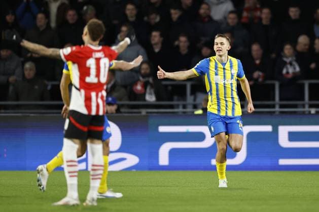 EINDHOVEN - Danylo Sikan of FK Shakhtar Donetsk celebrates 0-1 during the UEFA Champions league match between PSV Eindhoven and Shakhtar Donetsk at Phillips Stadium on Nov. 27, 2024 in Eindhoven, Netherlands. ANP MAURICE VAN STEEN UEFA Champions League 2024 25 League Phase MD5 2024 25 xVIxANPxSportx xxANPxIVx 514404777 originalFilename: 514404777.jpg