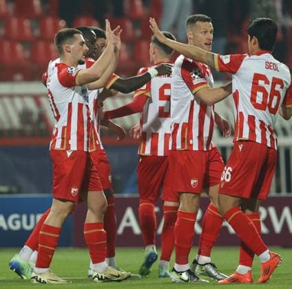 RECORD DATE NOT STATED 27.11.2024 Belgrade(Serbia) FK Crvena Zvezda-VfB Stuttgart Champions League men s football Ognjen Mimovic,Uros Spajic Crvena Zvezda(Red Star) :S.Sandic