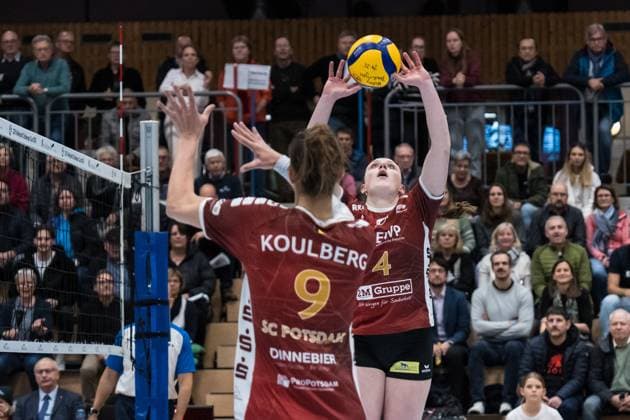 Volleyball CEV Challenge League Volley Duedingen vs SC Potsdam Duedingen , 27 11 2024 Jenna Ewert Setter, SC Potsdam, 4 Volleyball CEV Challenge League Volley Duedingen vs SC Potsdam in Duedingen , 27 11 2024 Copyright: xBEAUTIFULxSPORTS OlafxRellischx