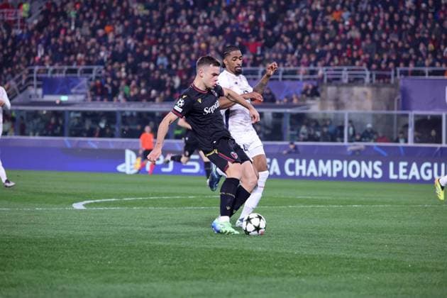 November 27, 2024, Bologna, Bologna, ITALY: During the Champions League match 27 11 2024 Football match between FC Bologna vs SC Lille at the Dall Ara stadium in Bologna..In the Photo: goal the Thijs Dallinga of Bologna FC. Bologna ITALY - ZUMAs236 20241127_aap_s236_045 Copyright: xFabioxSassox