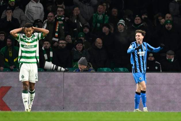 Celtic v Club Brugge - UEFA Champions League GLASGOW, SCOTLAND - NOVEMBER 27 : Carter-Vickers Cameron defender of Celtic FC scores an own goal and players of Brugge celebrate during the UEFA Champions League phase matchday 5 between Celtic and Club Brugge on November 27, 2024 in Glasgow, Scotland, 27 11 2024 Glasgow Scotland  Copyright: xPeterxDexVoechtx