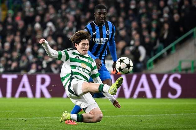 Celtic v Club Brugge - UEFA Champions League GLASGOW, SCOTLAND - NOVEMBER 27 : Furuhashi Kyogo defender of Celtic FC during the UEFA Champions League phase matchday 5 between Celtic and Club Brugge on November 27, 2024 in Glasgow, Scotland, 27 11 2024 Glasgow Scotland  Copyright: xPeterxDexVoechtx