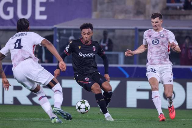 November 27, 2024, Bologna, Bologna, ITALY: During the Champions League match 27 11 2024 Football match between FC Bologna vs SC Lille at the Dall Ara stadium in Bologna..In the Photo: Dan Ndoye of Bologna FC Bologna ITALY - ZUMAs236 20241127_aap_s236_063 Copyright: xFabioxSassox