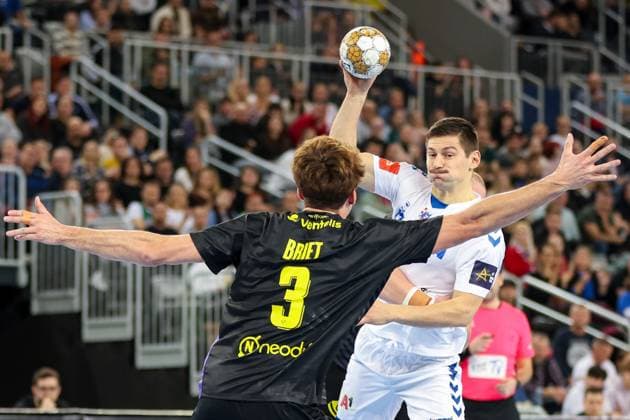 HC Zagreb v HBC Nantes - EHF Champions League Aleks Kavcic of HC Zagreb in action during the EHF Champions League group B round 9 match between HC Zagreb and HBC Nantes at Arena Zagreb on November 27, 2024 in Zagreb, Croatia.  MatijaxHabljak PIXSELL