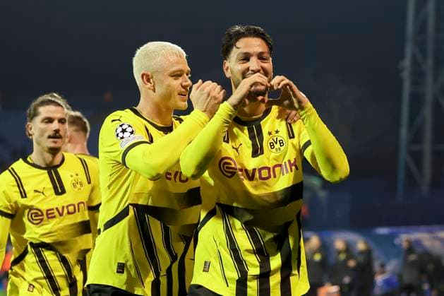 Ramy Bensebaini Borussia Dortmund celebrates after scoring his teams second goal with Julian Ryerson Borussia Dortmund , UEFA Champions League 2024 25 League Phase MD5, GNK Dinamo v Borussia Dortmund, Stadion Maksimir on November 27, 2024 in Zagreb, Croatia Photo by Marco Steinbrenner DeFodi Images Ramy Bensebaini Borussia Dortmund celebrates after scoring his teams second goal with Julian Ryerson Borussia Dortmund , UEFA Champions League 2024 25 League Phase MD5, GNK Dinamo v Borussia Dortmund, Stadion Maksimir, November 27, 2024 in Zagreb, Croatia Photo by Marco Steinbrenner DeFodi Images Defodi 700 zagreb bvb 20241127 065 Defodi-700