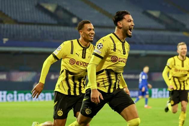 Ramy Bensebaini Borussia Dortmund celebrates after scoring his teams second goal with Felix Nmecha Borussia Dortmund , UEFA Champions League 2024 25 League Phase MD5, GNK Dinamo v Borussia Dortmund, Stadion Maksimir on November 27, 2024 in Zagreb, Croatia Photo by Marco Steinbrenner DeFodi Images Ramy Bensebaini Borussia Dortmund celebrates after scoring his teams second goal with Felix Nmecha Borussia Dortmund , UEFA Champions League 2024 25 League Phase MD5, GNK Dinamo v Borussia Dortmund, Stadion Maksimir, November 27, 2024 in Zagreb, Croatia Photo by Marco Steinbrenner DeFodi Images Defodi 700 zagreb bvb 20241127 068 Defodi-700