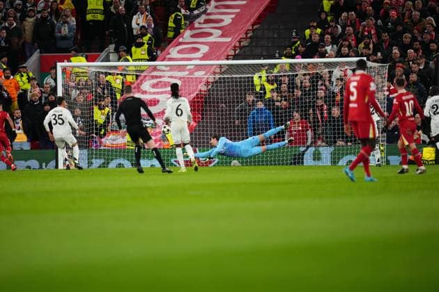 Thibaut Courtois of Real Madrid Liverpool FC and Real Madrid, UEFA Champions League match, date 5. Football, Anfield Stadium, Liverpool, England - 27 Nov 2024 Editorial use only  Copyright: xBaguxBlanco Pressinphoto Shutterstockx 14949588u