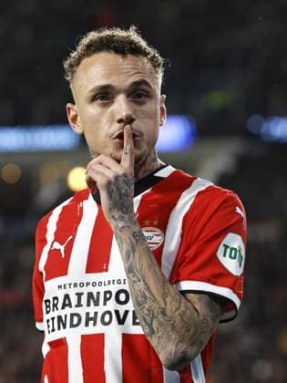 EINDHOVEN - Noa Lang of PSV Eindhoven reacts during the UEFA Champions league match between PSV Eindhoven and Shakhtar Donetsk at Phillips Stadium on Nov. 27, 2024 in Eindhoven, Netherlands. ANP MAURICE VAN STEEN UEFA Champions League 2024 25 League Phase MD5 2024 25 xVIxANPxSportx xxANPxIVx 514410307 originalFilename: 514410307.jpg