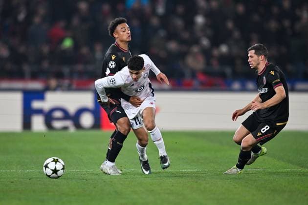 Foul of LillaÃ¢ÂÄÂ™s Osame Sahraoui during Bologna FC vs LOSC Lille, UEFA Champions League football match in Bologna, Italy, November 27 2024  Copyright: xAlessioxMarini IPAxSportx xipa-ax xx IPA_51922224 IPA_Agency_IPA51922224