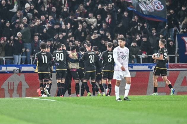 Bologna s Jhon Lucumi celebrates after scoring a goal during Bologna FC vs LOSC Lille, UEFA Champions League football match in Bologna, Italy, November 27 2024  Copyright: xAlessioxMarini IPAxSportx xipa-ax xx IPA_51922243 IPA_Agency_IPA51922243