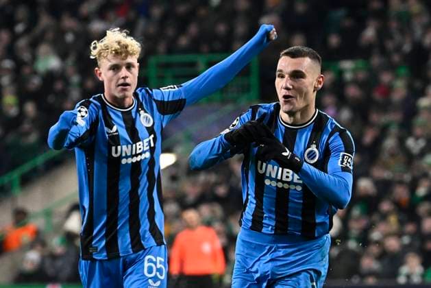 Celtic v Club Brugge - UEFA Champions League GLASGOW, SCOTLAND - NOVEMBER 27 : Jutgla Ferran forward of Club Brugge celebrates after scoring during the UEFA Champions League phase matchday 5 between Celtic and Club Brugge on November 27, 2024 in Glasgow, Scotland, 27 11 2024 Glasgow Scotland  Copyright: xPeterxDexVoechtx