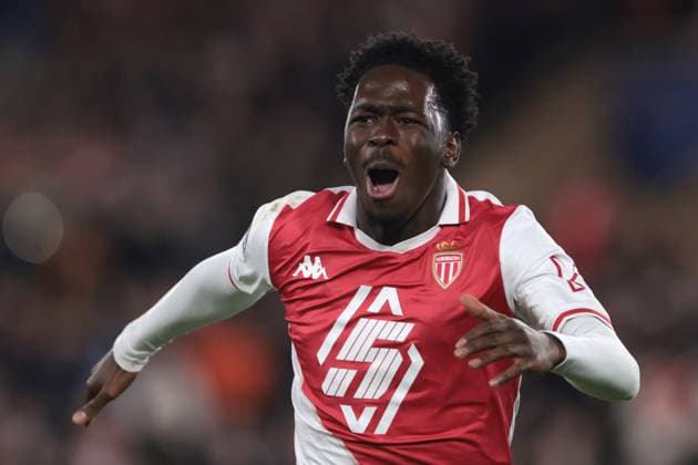 Monaco, Monaco, 27th November 2024. Soungoutou Magassa of AS Monaco celebrates after scoring to give the side a 2-1 lead during the UEFA Champions League match at Stade Louis II, Monaco. Picture credit should read: Jonathan Moscrop Sportimage EDITORIAL USE ONLY. No use with unauthorised audio, video, data, fixture lists, club league logos or live services. Online in-match use limited to 120 images, no video emulation. No use in betting, games or single club league player publications. SPI-3477-0011