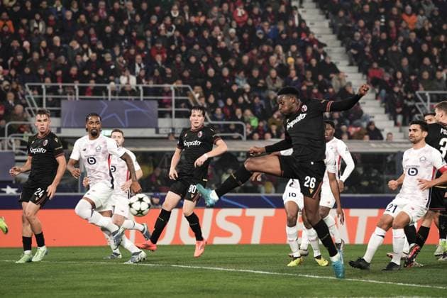 Bologna s Jhon Lucumi goal 1-1 during the Uefa Champions League 2024 2025 soccer match between Bologna and Lille at Renato Dall Ara Stadium - Soccer - Bologna, Italy - Wednesday November 27, 2024  Copyright: xMassimoxPaolone LaPressex