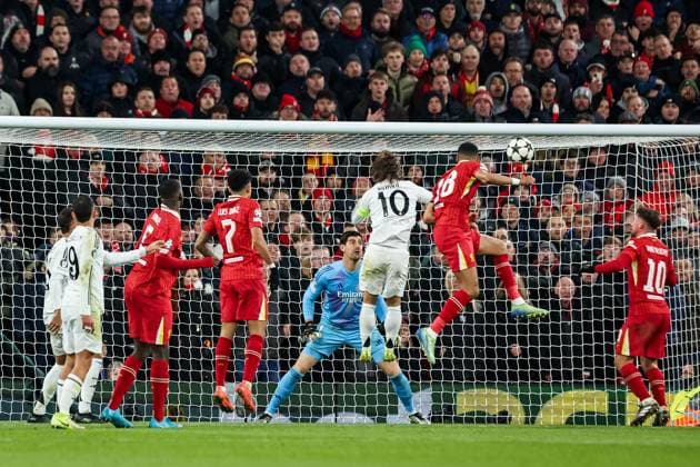 UEFA Champions League, League Phase MD5 Liverpool v Real Madrid Cody Gakpo of Liverpool scores to make it 2-0 during the UEFA Champions League, League Phase MD5 Liverpool v Real Madrid at Anfield, Liverpool, United Kingdom, 27th November 2024 (Photo by Mark Cosgrove News Images) Liverpool Anfield Merseyside United Kingdom Copyright: xMarkxCosgrove NewsxImagesx