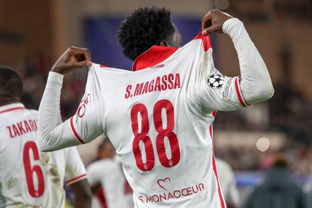 Soungoutou Magassa ( 88 - AS Monaco) celebrates his goal during Monaco vs Benfica, UEFA Champions League football match in Monaco, Principality of Monaco, November 27 2024  Copyright: xNicolaxMastronardi IPAxSportx xix xx IPA_51922606 IPA_Agency_IPA51922606