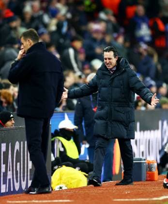 Aston Villa Manager Unai Emery shows his frustration. Aston Villa v Juventus, UEFA Champions League, Group Stage, Football, Villa Park, Birmingham, UK - 27 Nov 2024 EDITORIAL USE ONLY No use with unauthorised audio, video, data, fixture lists, club league logos or live services. Online in-match use limited to 120 images, no video emulation. No use in betting, games or single club league player publications. Copyright: xJamesxMarsh Shutterstockx 14945027aw