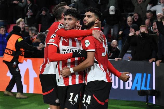 Soccer UEFA Champions League matchday 5 PSV Eindhoven Shakhtar Donetsk on 27 11 2024 at Philips Stadion in Eindhoven Goal celebration to 3 2 by Ricardo Pepi Eindhoven xRx