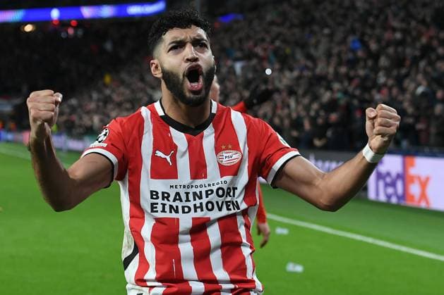 Soccer UEFA Champions League matchday 5 PSV Eindhoven Shakhtar Donetsk on 27 11 2024 at Philips Stadion in Eindhoven Ismael Saibari Eindhoven celebrates the 3 2 xRx