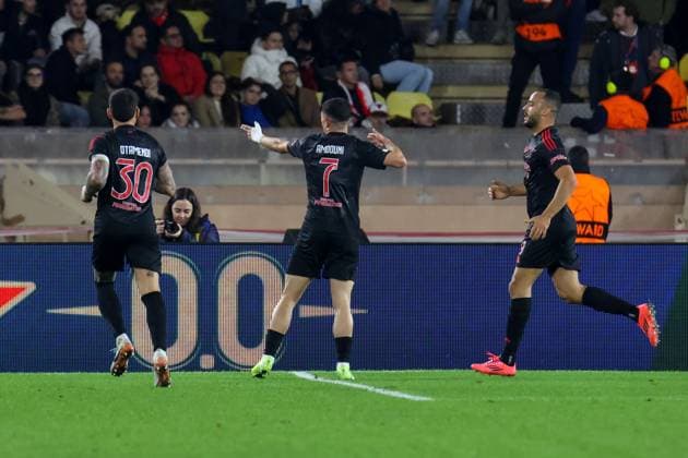 Zeki Amdouni ( 7 - SL Benfica) celebrates his goal during Monaco vs Benfica, UEFA Champions League football match in Monaco, Principality of Monaco, November 27 2024  Copyright: xNicolaxMastronardi IPAxSportx xix xx IPA_51923268 IPA_Agency_IPA51923268